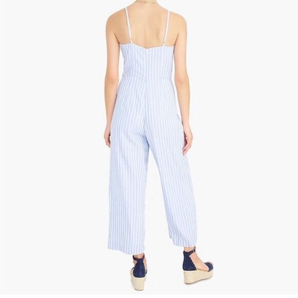 J.Crew Sleeveless Seaside Stripe Linen Jumpsuit- Size 10 - Picture 2 of 12